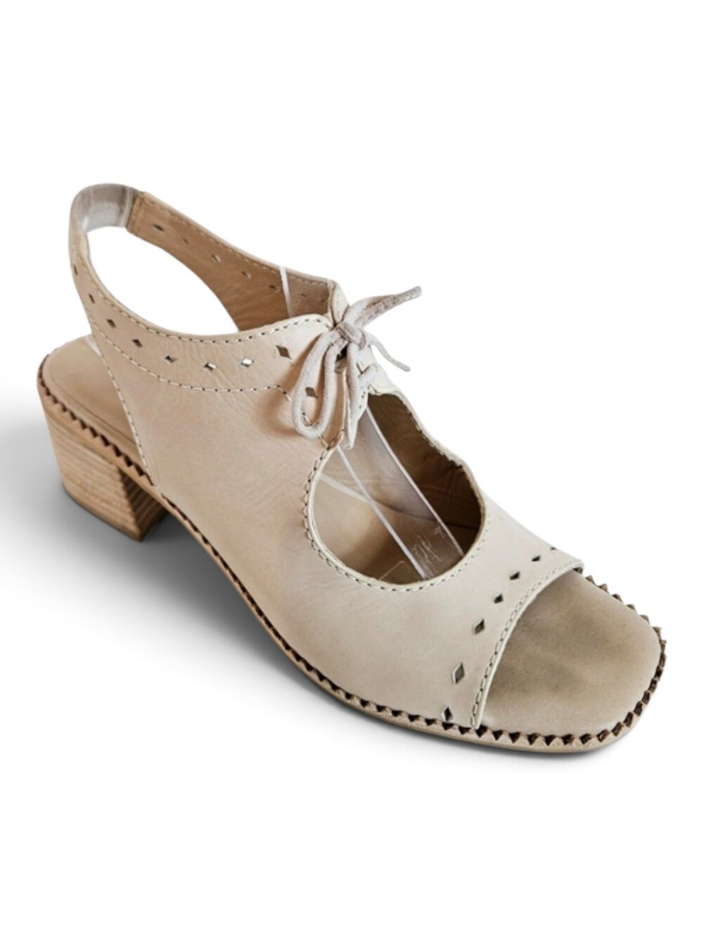 Anthropologie Clara Shooties EU 37 Leather Lace Up Open Toe Block Heel Tan Boho